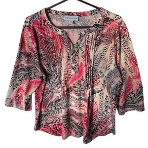 SOUTHERN LADY WOMENS PINK BLACK  V-NECK 3/4 SLEEVE BLOUSE SIZE XL